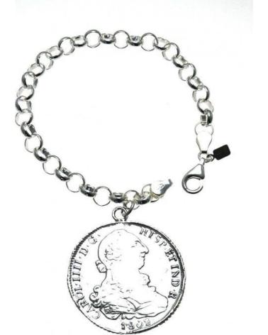 MINOPLATA PULSERA ROLO CON MONEDA COLGANTE DE PLATA DE LEY 925