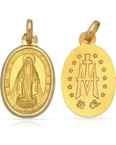 MINOPLATA MEDALLA VIRGEN MILAGROSA DE PLATA DE LEY CHAPADA EN ORO 11X1