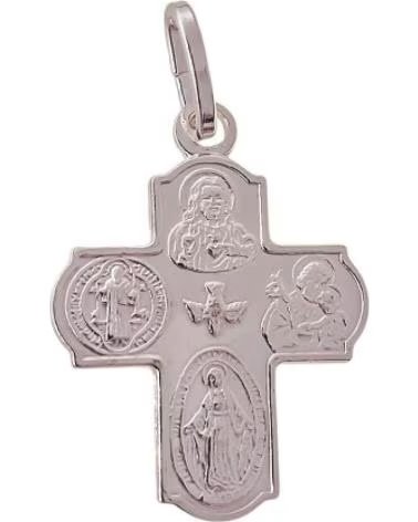 MINOPLATA CRUZ AMULETO CUATRO VIAS DE PLATA DE LEY 20MM X 16MM
