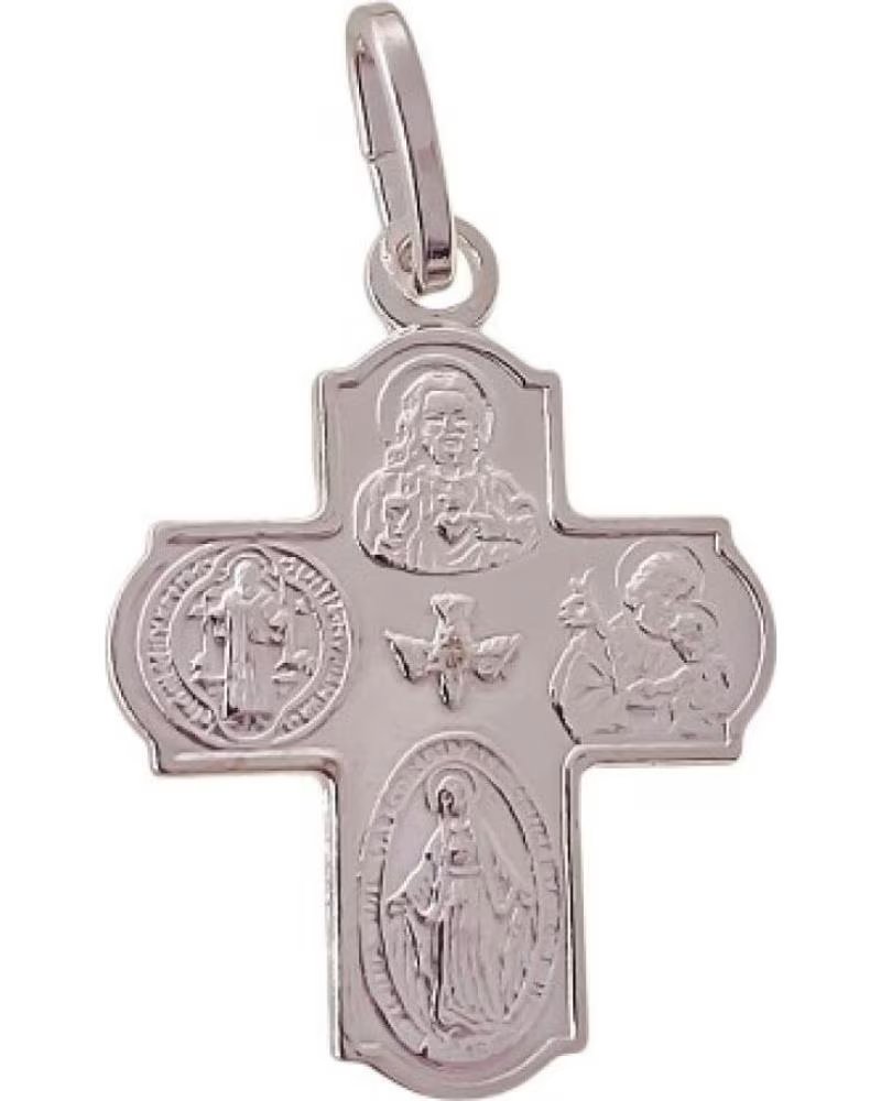 MINOPLATA CRUZ AMULETO CUATRO VIAS DE PLATA DE LEY 20MM X 16MM