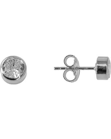 MINOPLATA PENDIENTES CHATON 6MM DE PLATA DE LEY CON CIRCONITA BLANCA