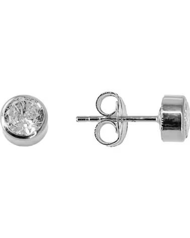 MINOPLATA PENDIENTES UNISEX CHATON 8MM DE PLATA DE LEY 925 CON CIRCONI