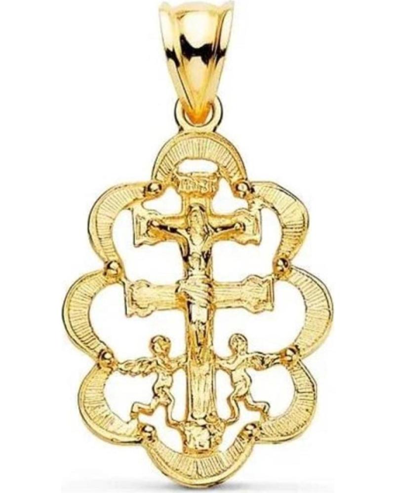 MINOPLATA MEDALLA CRUZ DE CARAVACA DE PLATA DE LEY BANADA EN ORO 20MM