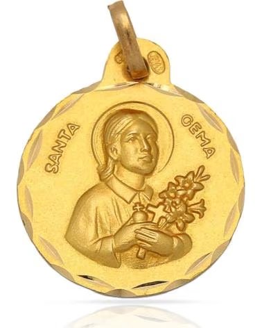 MINOPLATA MEDALLA SANTA GEMA 19MM DE PLATA DE LEY CHAPADA EN ORO