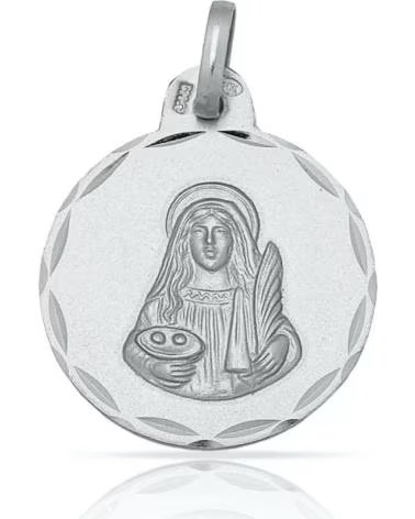 MINOPLATA MEDALLA SANTA LUCIA DE PLATA DE LEY 15MM BORDE TALLADO