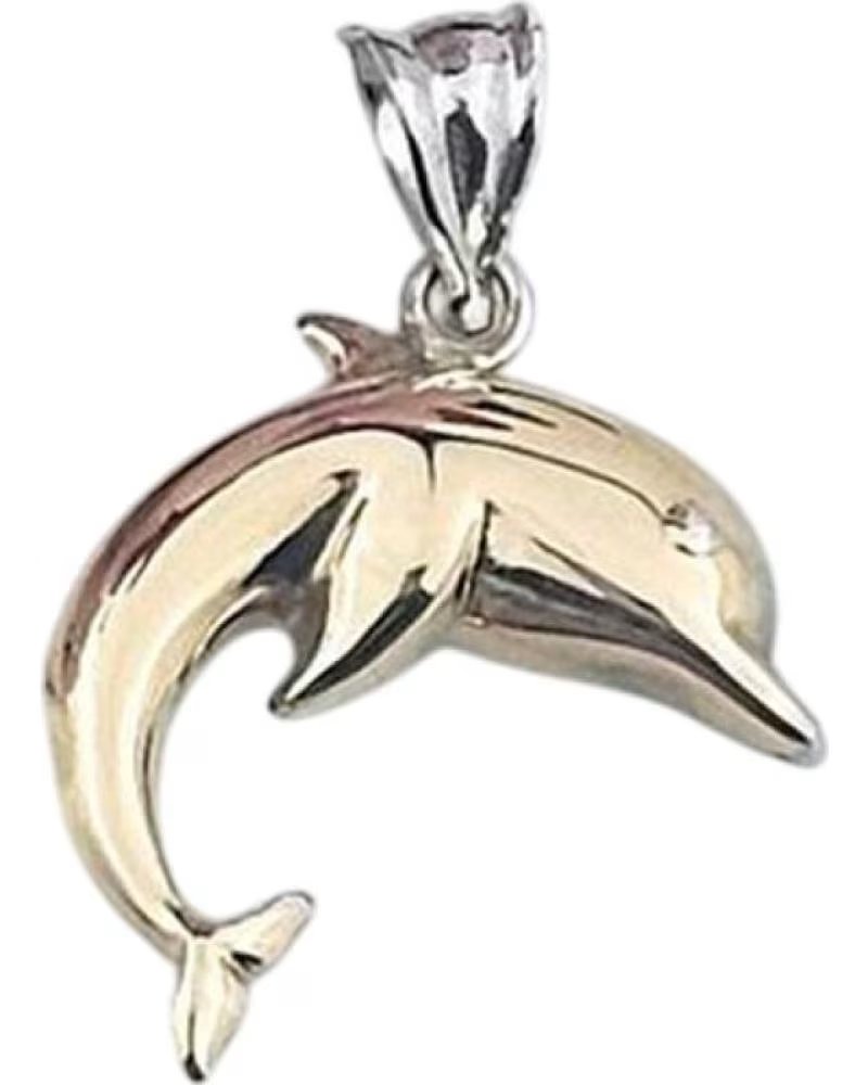 MINOPLATA COLGANTE DELFIN DE PLATA DE LEY CHAPADA EN ORO BICOLOR 14X17