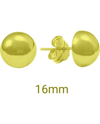 MINOPLATA PENDIENTES MEDIA BOLA 16MM DE PLATA DE LEY 925 CHAPADA EN OR