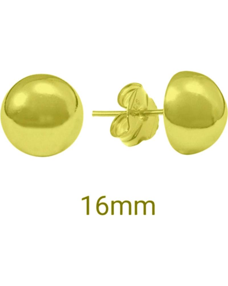 MINOPLATA PENDIENTES MEDIA BOLA 16MM DE PLATA DE LEY 925 CHAPADA EN OR