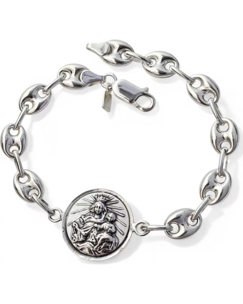MINOPLATA PULSERA ESCAPULARIO CADENA CALABROTE DE PLATA DE LEY 925