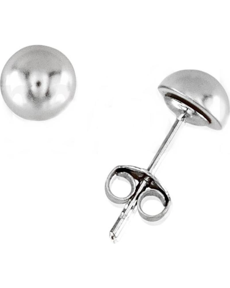 MINOPLATA PENDIENTES MEDIA PERLA 6MM SINTETICA EN PLATA DE LEY 925