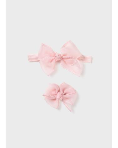 MAYORAL SET DE ACCESORIOS PARA BEBÉ NIÑA CON LAZOS ROSA