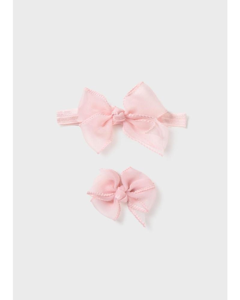 MAYORAL SET DE ACCESORIOS PARA BEBÉ NIÑA CON LAZOS ROSA
