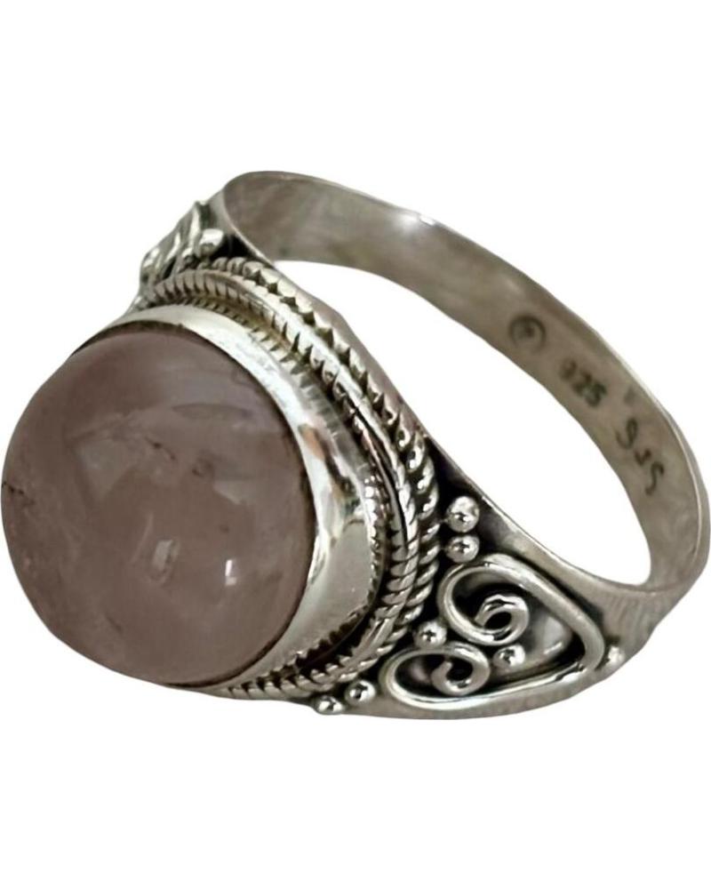 MINOPLATA ANILLO DE PLATA DE LEY CON FILIGRANAS Y PIEDRA NATURAL CUARZ