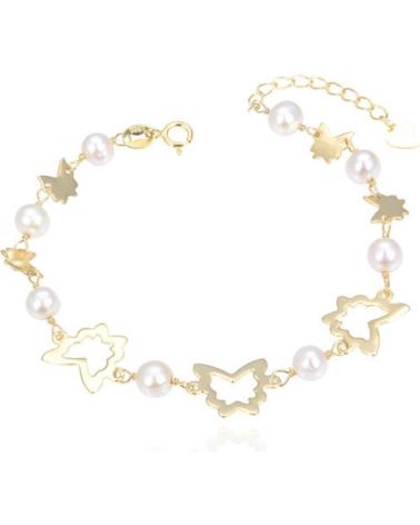 MINOPLATA PULSERA MARIPOSAS DE PLATA DE LEY CHAPADA EN ORO CON PERLAS