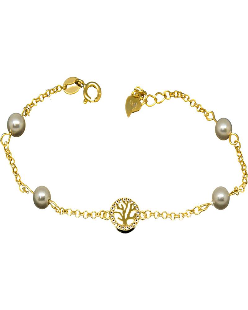 MINOPLATA PULSERA INFANTIL ARBOL DE LA VIDA DE PLATA DE LEY DORADA CON