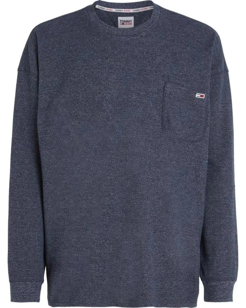 TOMMY JEANS MAGLIETTA TJM RLX WAFFLE SNIT AZUL
