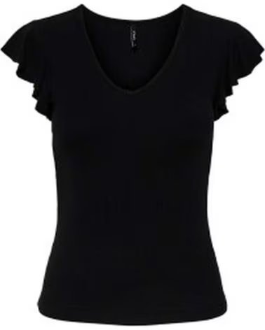 ONLY CAMISETA CON MANGAS DE VOLANTE PARA MUJER NEGRO