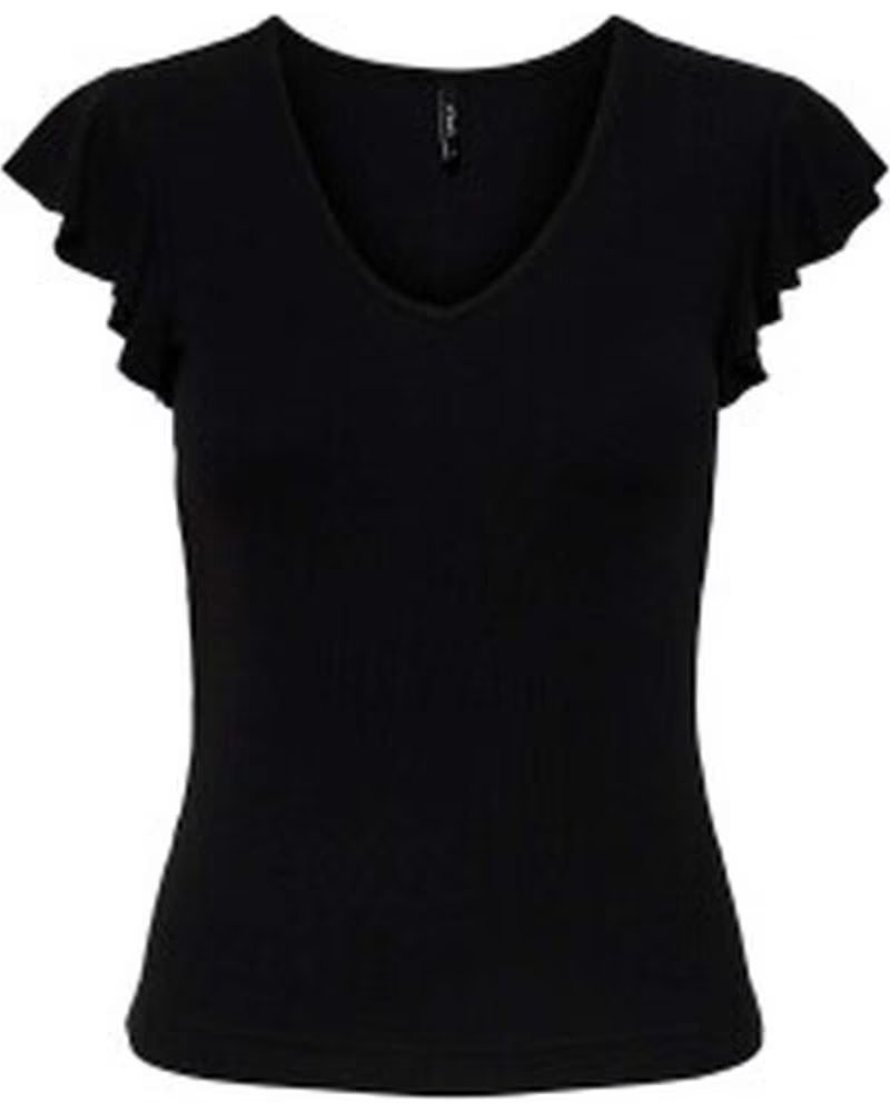ONLY CAMISETA CON MANGAS DE VOLANTE PARA MUJER NEGRO
