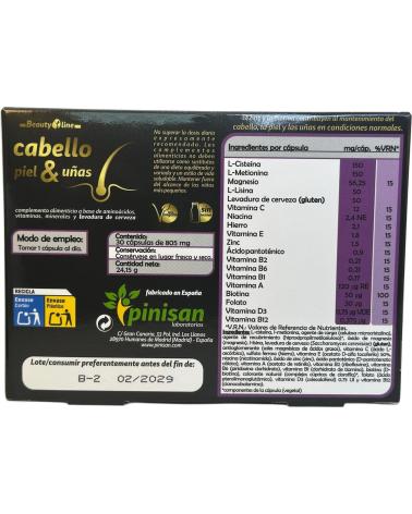 PINISAN CABELLO, PIEL Y UÑAS, 30 CÁPSULAS