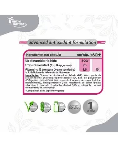 PINISAN NAD 300MG CON TRANS-RESVERATROL 75MG, 30 CÁPSULAS