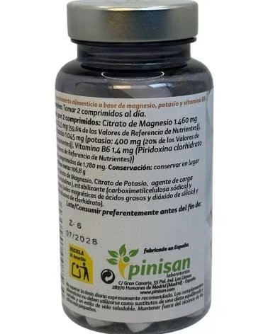 PINISAN MAGNESIO + POTASIO CON VITAMINA B6, 60 COMPRIMIDOS