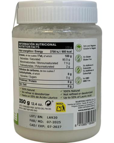 MARNYS ACEITE DE COCO BIO VIRGEN EXTRA 350G