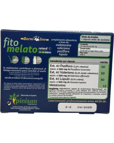 PINISAN FITO MELATO RETARD MELATONINA 19MG - 30 DÍAS