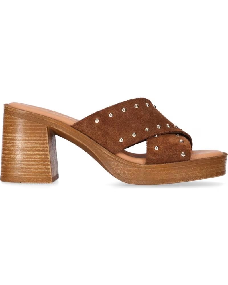 CHIKA10 SANDALI MEDINA CON BORCHIE COLOR NOCE NOGAL-WALNUT