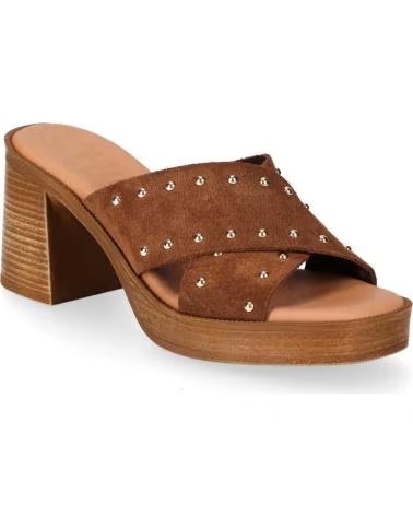 CHIKA10 SANDALI MEDINA CON BORCHIE COLOR NOCE NOGAL-WALNUT