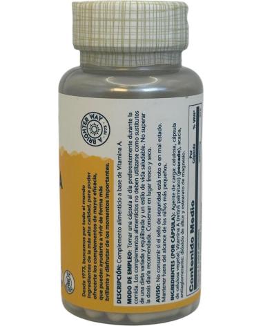 SOLARAY VITAMINA A 3000MCG, 60 CÁPSULAS VEGETALES