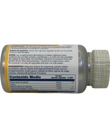 SOLARAY MAGNÉSIUM POTASSIUM EN CITRATE AVEC TAURINE ET B6 - 60 GÉLULES VÉGÉTALES