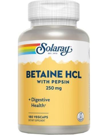 SOLARAY BETAINA HCL CON PEPSINA 250MG 180 CÁPSULAS VEGETALES