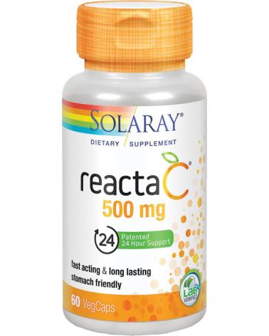 SOLARAY REACTA-C 500MG, 60 COMPRIMIDOS, SUPLEMENTO VITAMINA C VEGANO