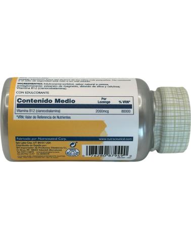 SOLARAY VITAMINA B12 2000MCG SUBLINGUAL 90 COMPRIMIDOS