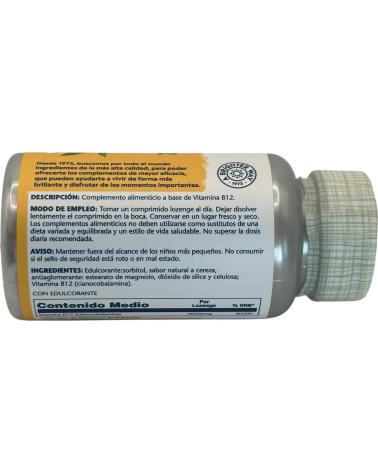 SOLARAY VITAMINA B12 2000MCG SUBLINGUAL 90 COMPRIMIDOS