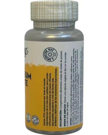 SOLARAY CITRATO DE POTÁSSIO 99MG - 60 CÁPSULAS VEGETAIS