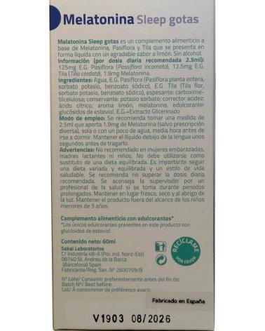 SAKAI MELATONINA SLEEP GOTAS CON PASIFLORA Y TILA 60ML