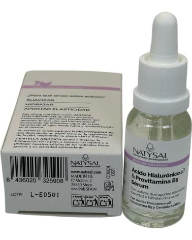 NATYSAL SÉRUM ÁCIDO HIALURÓNICO 4D Y PROVITAMINA B5 20ML