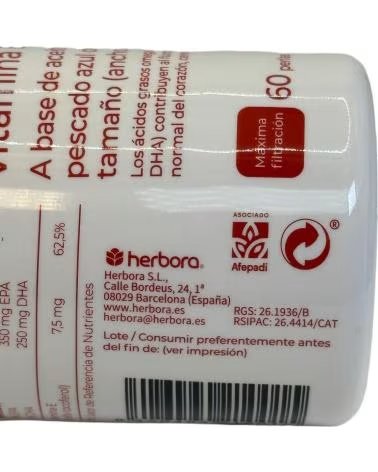 HERBORA OMÉGA 3 EPA DHA ET VITAMINE E 60 PERLES