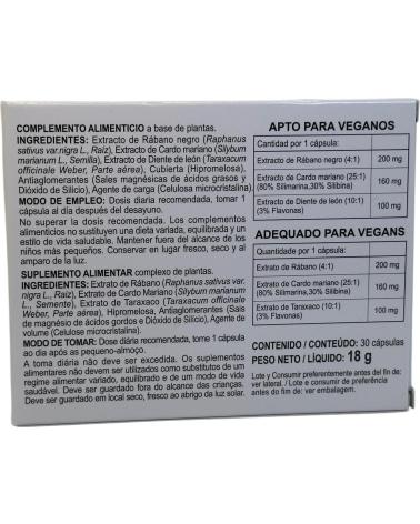 INTEGRALIA DETOX CARDO MARIANO RÁBANO NEGRO DIENTE DE LEÓN 30 CÁPSULAS
