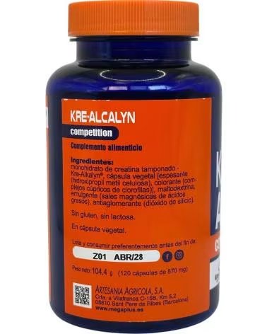 ARTESANIA AGRCOLA AGRICOLA KRE-ALCALYN® CREATINA ALCALINA 120 CÁPSULAS COMPETITION