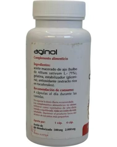 ARTESANIA AGRCOLA AGRICOLA AGINOL DEODORIZED MACERATED GARLIC OIL 110 CAPSULES