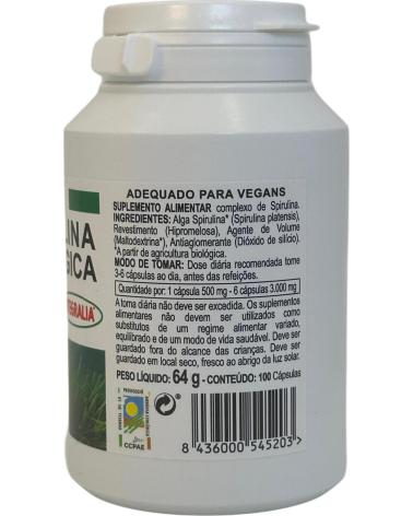 INTEGRALIA ALGA SPIRULINA ECOLÓGICA 500MG - 100 CÁPSULAS