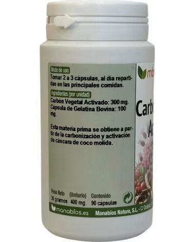 MANABIOS CARBON VEGETAL ACTIVADO 300MG 90 CAPSULAS DE MANABIOS