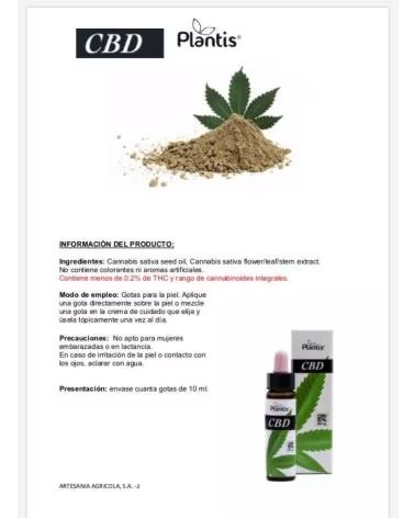 ARTESANIA AGRCOLA CBD 10 CANABIDIOL DE PLANTIS