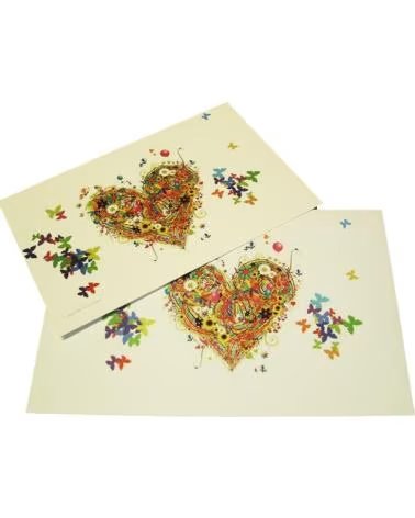 MINOPLATA CARTE DE VŒUX MOTIF CŒUR ET PAPILLONS