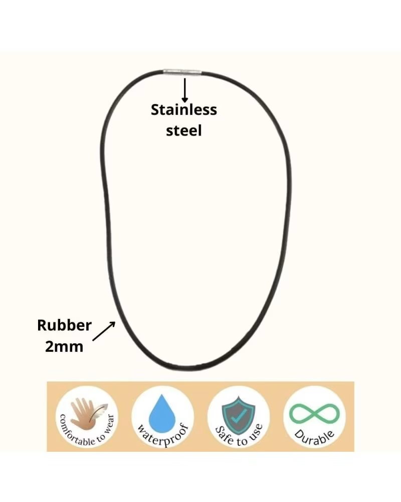 MINOPLATA KAUTSCHUKBAND 2 MM MIT EDELSTAHL-DRUCKVERSCHLUSS - 45 CM