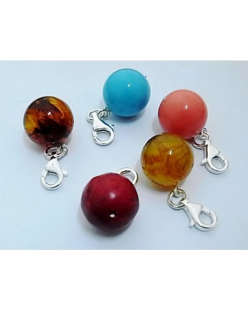 MINOPLATA COLGANTE DE PLATA DE LEY CON BOLA MULTICOLOR