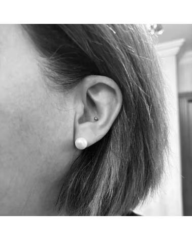 MINOPLATA PENDIENTES DE BOTÓN EN PLATA DE LEY CON PERLA DE 10 MM