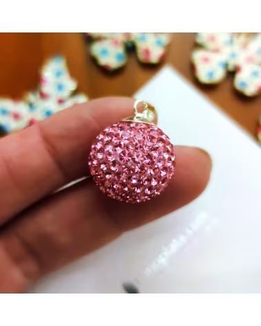 MINOPLATA LLAMADOR DE ÁNGELES EN PLATA Y CRISTAL ROSA 18 MM